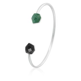 Imagem do produto Pulseira Rígida com Quartzo Verde e Quartzo Preto Prata 925