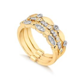 Imagem do produto Anel Stelle com Navetes e Pontos de Luz Folheado a Ouro 18k