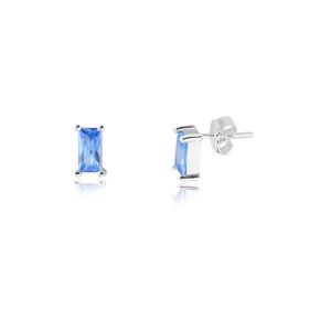Imagem do produto Brinco Zircônia Baguete Azul Pequeno Prata 925