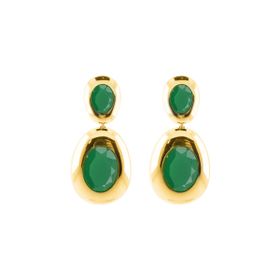 Imagem do produto Brinco Oval com Jade Verde Folheado a Ouro 18k
