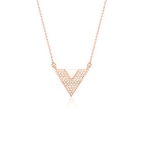 Imagem do produto Colar com Triângulo com Detalhe Cravejado de Zircônias Prata 925 com Banho Rosé