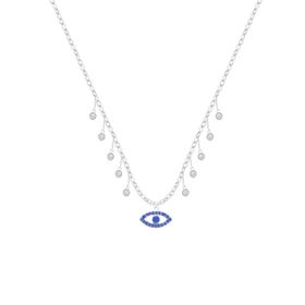 Imagem do produto Colar com Olho Grego Azul Marinho e Pontos de Luz Prata 925