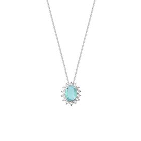 Imagem do produto Colar Veneziana Cristal Aqua Oval Cravação Princesa em Volta Prata 925