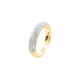 Imagem do produto Anel Meia Aliança Cravejada de Zircônias Detalhe em Ródio Folheado a Ouro 18K