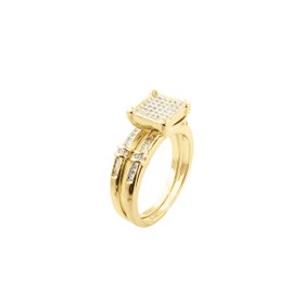 Imagem do produto Anel Solitário Cravejado Quadrado Folheado a Ouro 18K