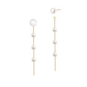 Imagem do produto Brinco Dois em Um Quatro Pérolas Barrocas Naturais Fio Folheado a Ouro 18K