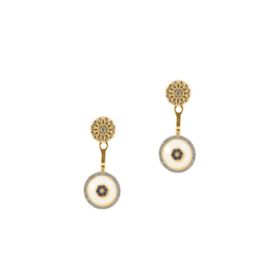 Imagem do produto Brinco com  Medalha Cravejado com Zircônias Folheado a Ouro 18k