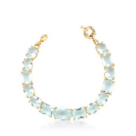 Imagem do produto Pulseira Desejo Riviera Cristais Azuis Retangulares e Ovais Folheada a Ouro 18k