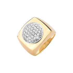 Imagem do produto Anel Quadrado com Pavê Rodinado Cravejado Folheado a Ouro 18k