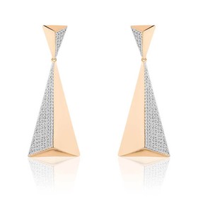 Imagem do produto Brinco Triangular com Detalhe Cravejado de Zircônias Folheado a Ouro 18K