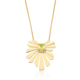 Imagem do produto Colar Flor com Cristal Verde Cravejado de Zircônias Folheado a Ouro 18K