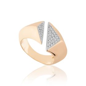 Imagem do produto Anel Triangular com Detalhe Cravejado de Zircônia Folheado a Ouro 18K