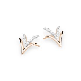 Imagem do produto Brinco em V Duplo Cravejado de Zircônias Folheado a Ouro 18K