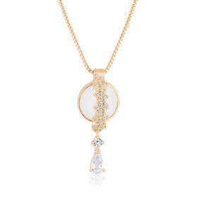 Imagem do produto Colar Fio com Pérola e Pontos de Luz Cristal Folheado a Ouro 18K