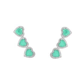 Imagem do produto Brinco ear cuff cristal coração paraíba cravejado de zircônias em volta prata 925