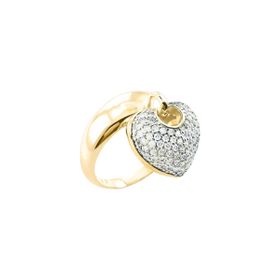 Imagem do produto Anel com Pingente de Coração Cravejado de Zircônias Folheado a Ouro 18K