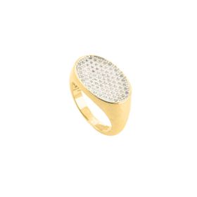 Imagem do produto Anel Oval Cravejado de Zircônias Folheado a Ouro 18K