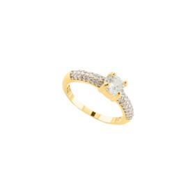 Imagem do produto Anel Cravejado de Zircônias com Cristal Central Folheado a Ouro 18K