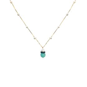 Imagem do produto Colar com Pérolas e Pingente Azul Folheado a Ouro 18K