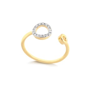 Imagem do produto Anel Stelle Aro Fino Regulável com Círculo Vazado Cravejado de Zircônias Folheado a Ouro 18K