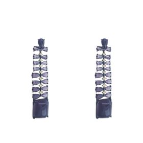 Imagem do produto Brinco Geométrico com Cristais com Banho de Ródio Negro