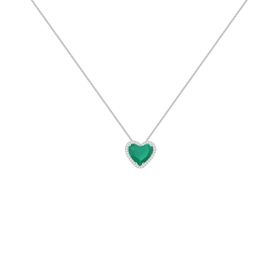 Imagem do produto Colar de Coração Verde Cravejado de Zircônias Prata 925 com Banho de Ródio