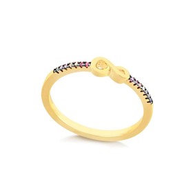 Imagem do produto Anel Stelle Infinito Aro Fino Cravejado de Zircônias Coloridas Folheado a ouro 18K