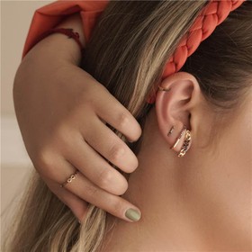 Imagem do produto Anel Stelle Infinito Aro Fino Cravejado de Zircônias Coloridas Folheado a ouro 18K