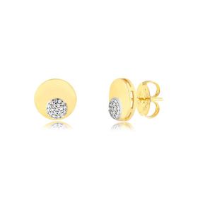 Imagem do produto Brinco Stelle Redondo com Detalhe Cravejado de Zircônias Folheado a Ouro 18K