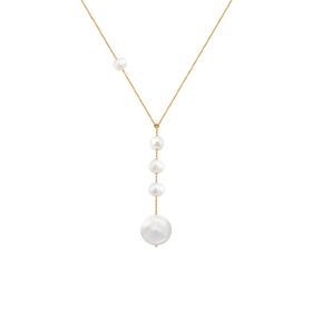 Imagem do produto Colar Gravatinha com Pérolas Naturais Irregulares Folheado a Ouro 18K