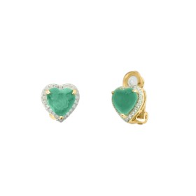 Imagem do produto Brinco de Pressão Coração Esmeralda Cravejado de Zircônias Folheado a Ouro 18K