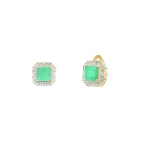 Imagem do produto Brinco de Pressão Quadrado Paraíba Cravejado de Zircônias Folheado a Ouro 18K