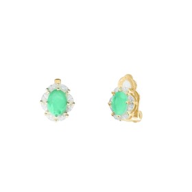 Imagem do produto Brinco de Pressão Oval Paraíba Cravejado de Zircônias Folheado a Ouro 18K