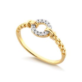 Imagem do produto Anel Stelle Redondo Vazado Cravejado de Zircônias Folheado a Ouro 18K
