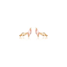 Imagem do produto Brinco com Cristais Rose e Dourado Navete Folheado a Ouro 18K