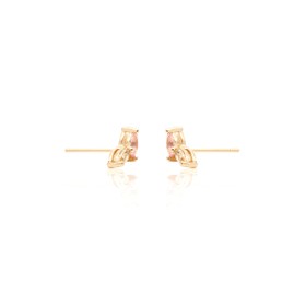 Imagem do produto Brinco com Cristais Rose e Dourado Navete Folheado a Ouro 18K