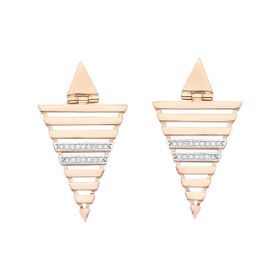 Imagem do produto Brinco Triângulo com Filete Duplo Cravejado de Zircônias Folheado a Ouro 18K