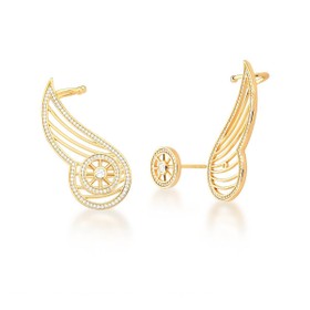 Imagem do produto Brinco de Asas Vazado Cravejado de Zircônia Folheado a Ouro 18K