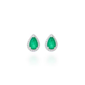 Imagem do produto Brinco gota com 3 garras cristal verde esmeralda com cravação de zircônias pequenas em prata 925