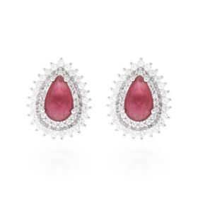 Imagem do produto Brinco Gota Cristal Rubi Cravejado de Zircônias Prata 925