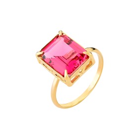 Imagem do produto Anel com Cristal Quadrado Pink Folheado a Ouro 18K