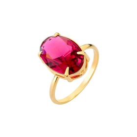 Imagem do produto Anel Cristal Oval Pink Folheado a Ouro 18k