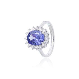 Imagem do produto Anel com Cristal Tanzanita Borda Cravejado de Zircônias Prata 925