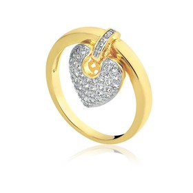 Imagem do produto Anel com Pingente de Coração Cravejado de Zircônias Folheado a Ouro 18K