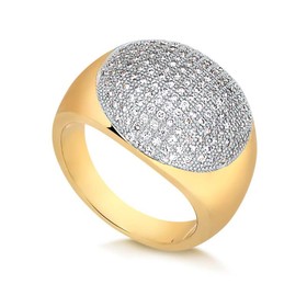 Imagem do produto Anel Oval Cravejado de Zircônias Folheado a Ouro 18K