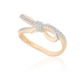 Imagem do produto Anel com Laço Cravejado de Zircônias Folheado a Ouro 18K