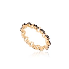Imagem do produto Anel Elos com Detalhes Pretos Folheado a Ouro 18K