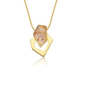 Imagem do produto Colar facetas  feldspato quartzo rutilado vermelho folheado a ouro 18k