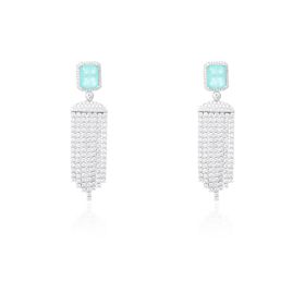 Imagem do produto Brinco Ocean Base Cristal Paraíba e Franjas Cravejadas Prata 925