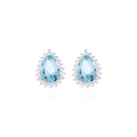 Imagem do produto Brinco em Gota Aqua de Zircônia Prata 925
